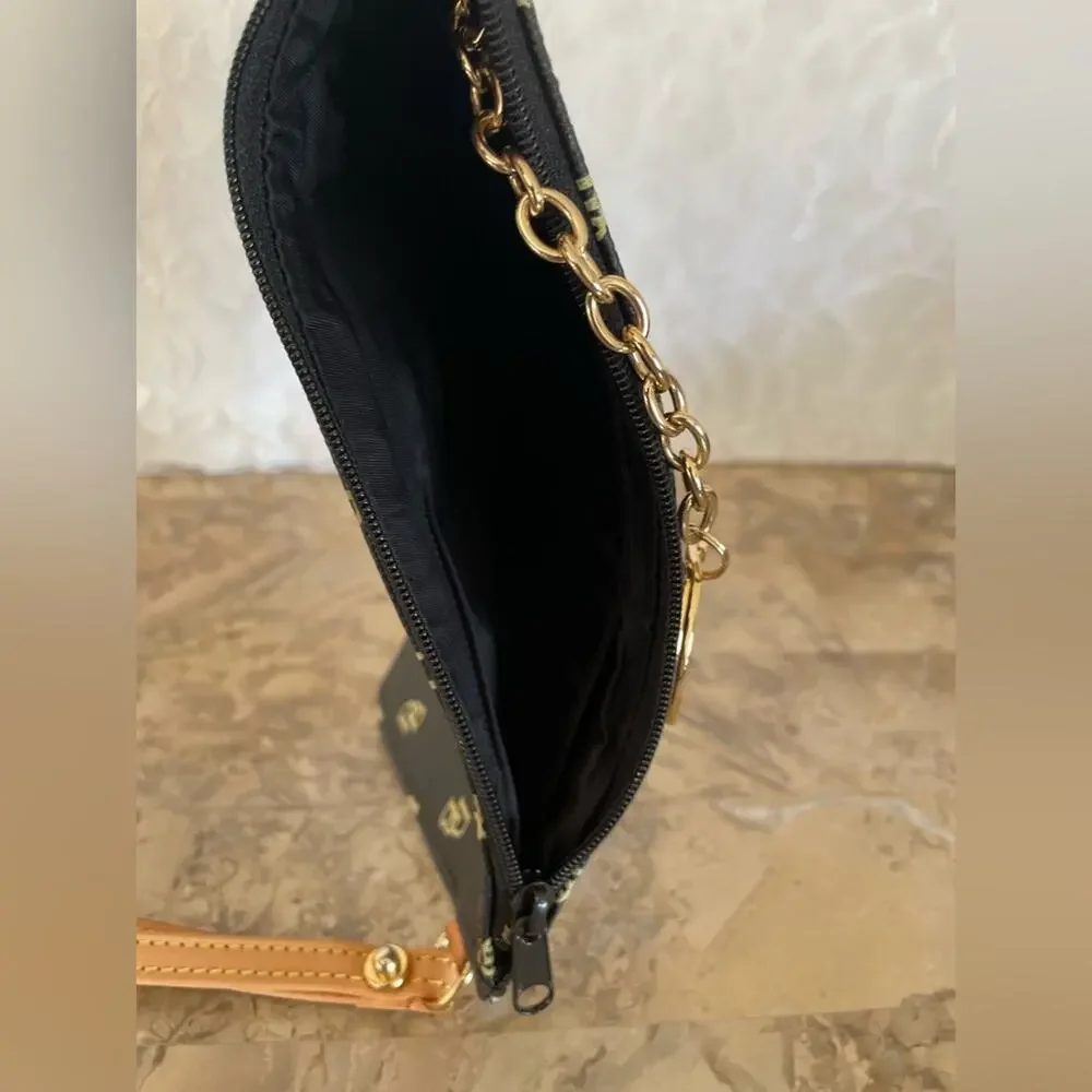 Dooney and Bourke Black and Gold Logo Wristlet Set